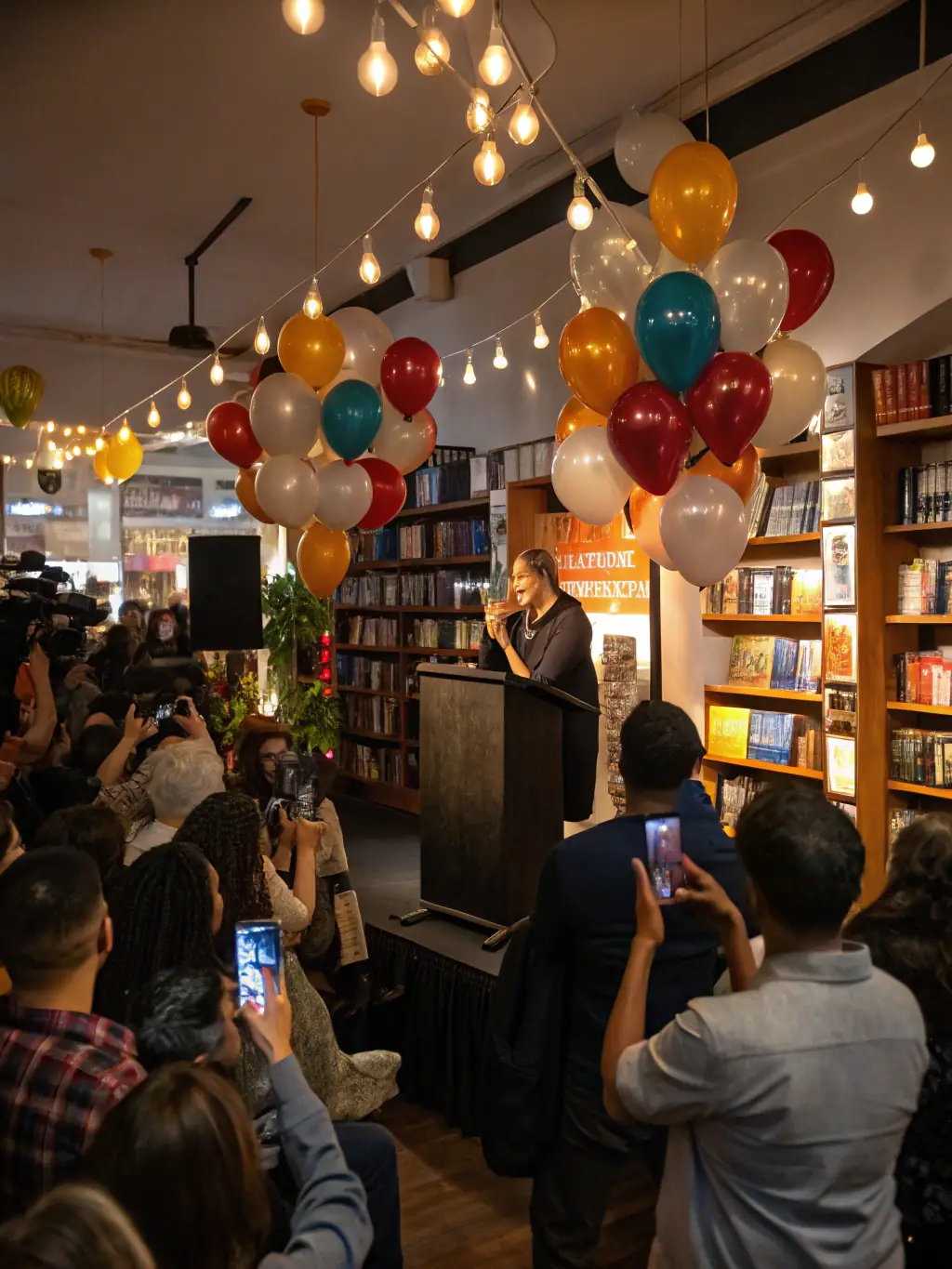 A photograph of a successful AMAROM-sponsored publication launch event, emphasizing the organization's role in disseminating research findings.